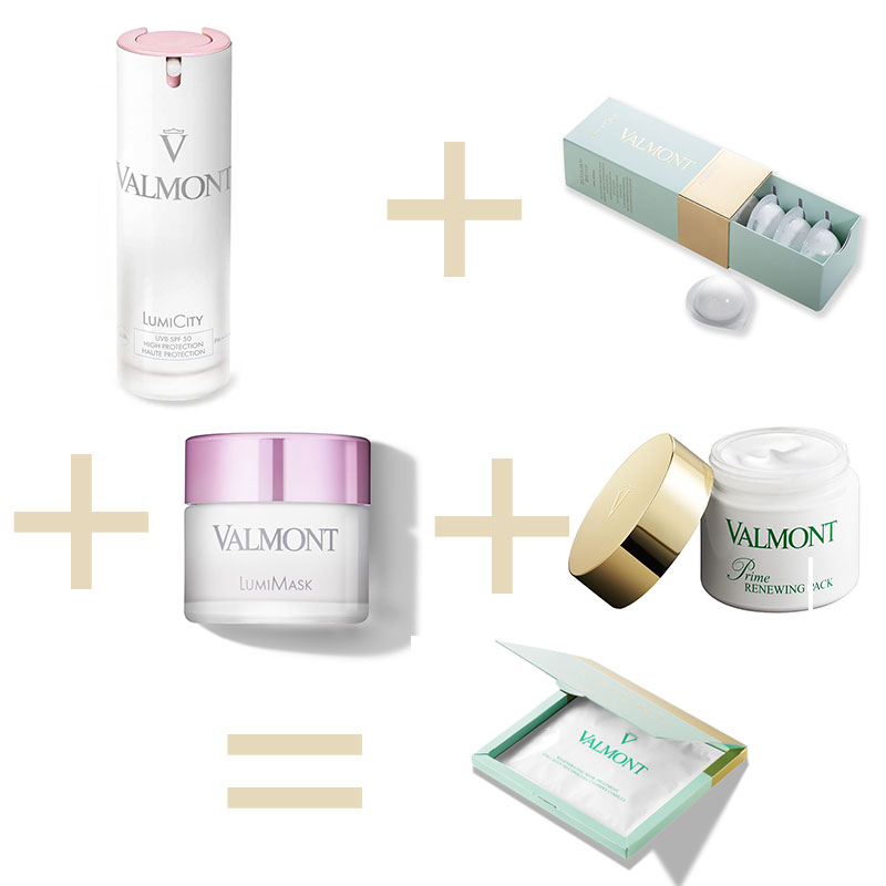 Valmont – Lumicity SPF 50 + Prime Renewing Pack + Deto2x Pack of Masks + LumiMask = Regenerating Mask 